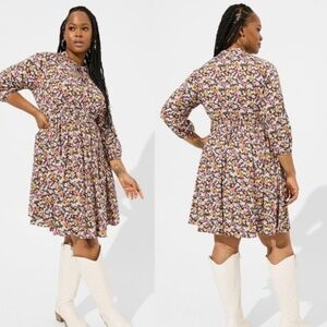 NWT TORRID Mini Stretch Dress Brown Pink Floral Size 4 (26)